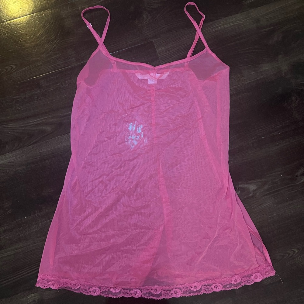 Vtg Y2K Victoria’s Secret Pink Lace Sheer Slip Size Small